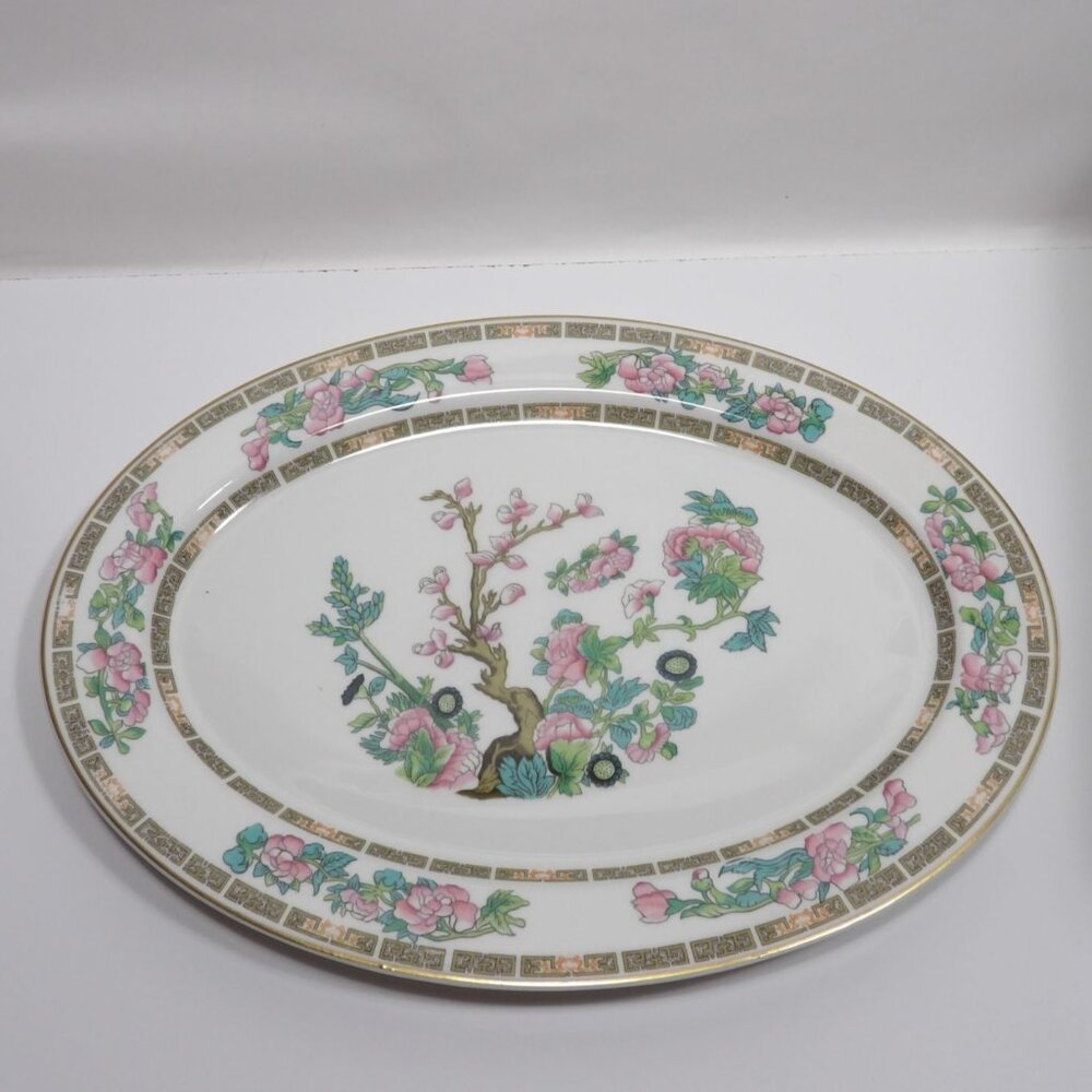 Syracuse China Indian Tree Oval Serving Platter Floral Design 14 Inches Vintage